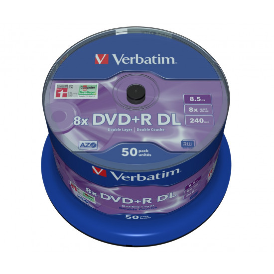 Verbatim DVD+R Double Layer 8x Matt Silver 50pk Spindle 8.5 GB DVD+R DL 50 pc(s)