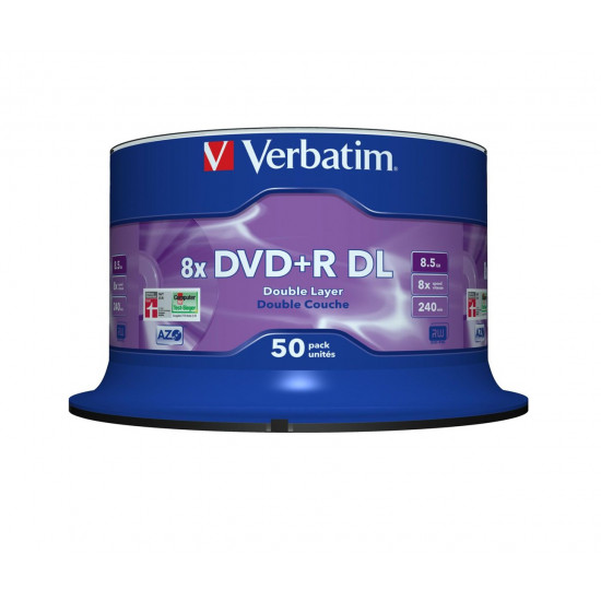 Verbatim DVD+R Double Layer 8x Matt Silver 50pk Spindle 8.5 GB DVD+R DL 50 pc(s)