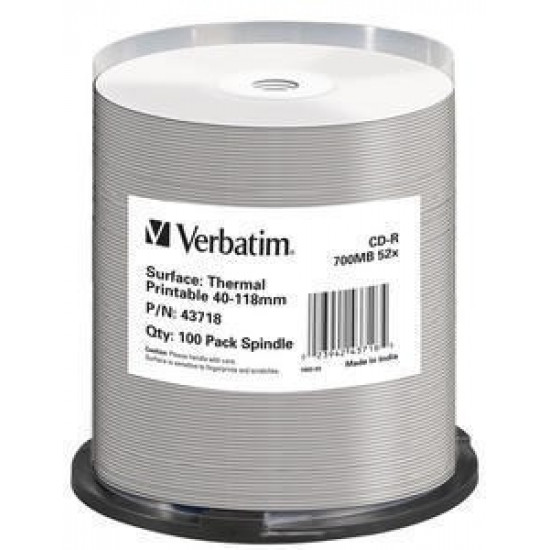 Verbatim CD-R Thermal Printable No ID Brand 700 MB 52x 100 pc(s)