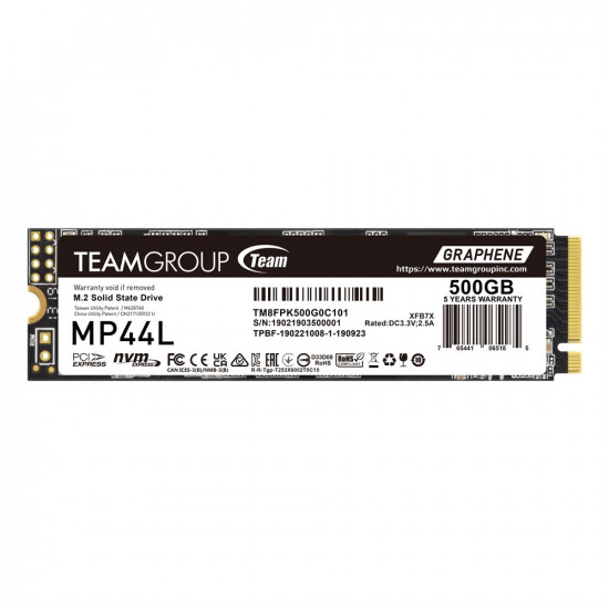 Team Group MP44L TM8FPK500G0C101 internal solid state drive 500 GB M.2 PCI Express 4.0 NVMe SLC