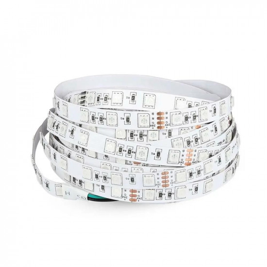 LED strip V-TAC VT-5050 60-IP20-7 600LED RGB SMD5050 24V IP20 7W/m (SKU 212592)