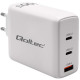 Qoltec 100W GaN Wall Charger | 5-20V | 1.5-5A | 2 x USB-C PD | 1 x USB QC 3.0 | White