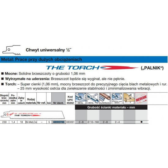 MILWAUKEE BRZE. 230/1,4mm TORCH BIM/5pcs (THIN) METAL .02.06