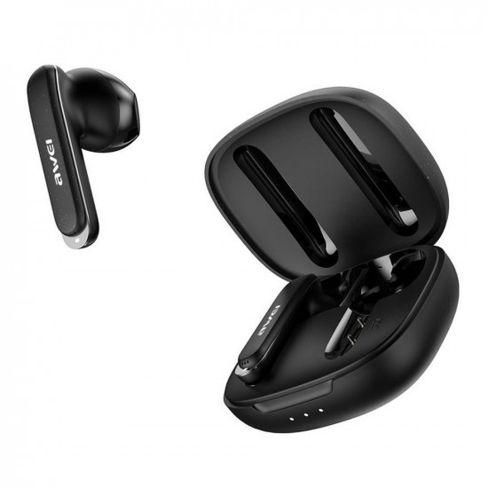 Awei T66 TWS Bluetooth Headphones with Microphone + Docking Station - Black