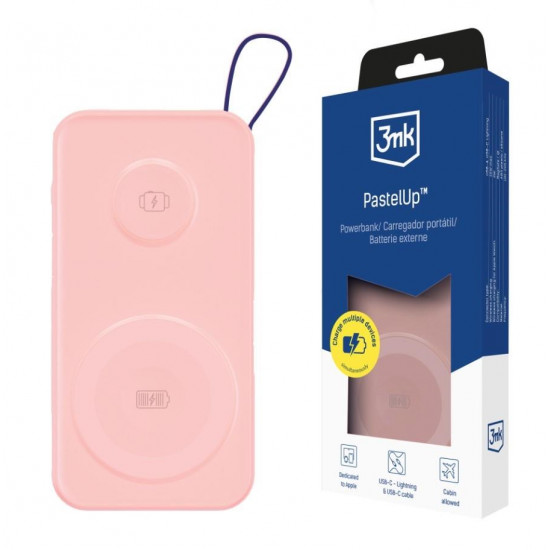 Power bank 3mk PastelUp 10,000mAh 22.5W USB 1A1C - Pink