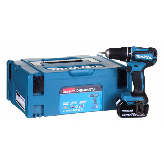 Makita DHP485RTJ drill 28500 RPM Keyless 1.5 kg Black, Blue