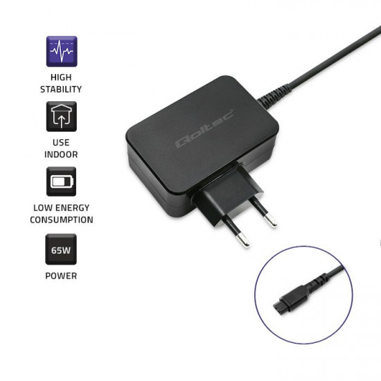 Qoltec 52414 Universal power adapter for laptop 65W | Automatic | MultiPlug | 10 plugs