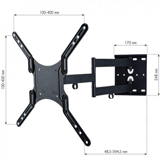 Techly 23-55 Universal LCD TV Wall Mount Bracket Black ICA-PLB 136M