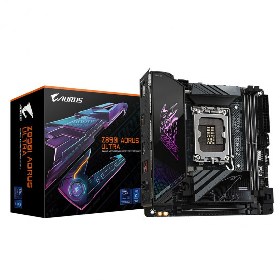 GIGABYTE Z890I AORUS ULTRA Motherboard - Supports Intel Core Ultra (Series 2) CPUs, 8+1+2 phases VRM, up to 8800MHz DDR5 (OC), 1xPCIe 5.0 + 1xPCIe 4.0, Wi-Fi 7, 2.5GbE LAN, Thunderbolt 4