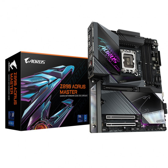 GIGABYTE Z890 AORUS MASTER Motherboard - Supports Intel Core Ultra (Series 2) CPUs, 18+1+2 phases VRM, up to 9500MHz DDR5 (OC), 2xPCIe 5.0 + 3xPCIe 4.0, Wi-Fi 7, 10GbE LAN, Thunderbolt 4