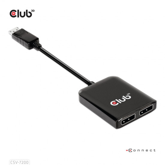 CLUB 3D CSV-7200  Multistream Transport (MST) Hub DisplayPort™1.4 to DisplayPort™1.4 Dual Monitor 4K60Hz M/F