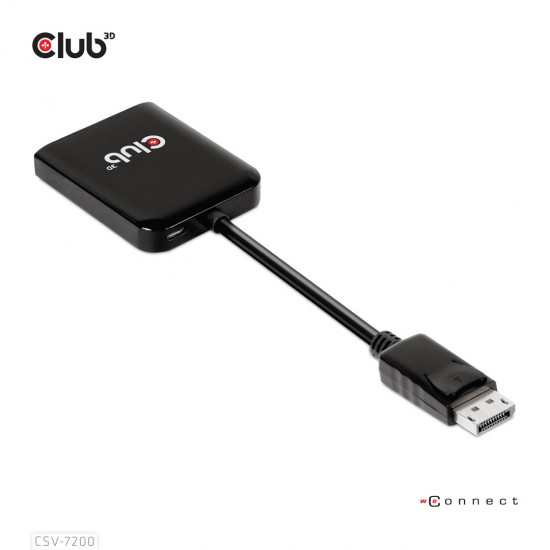 CLUB 3D CSV-7200  Multistream Transport (MST) Hub DisplayPort™1.4 to DisplayPort™1.4 Dual Monitor 4K60Hz M/F