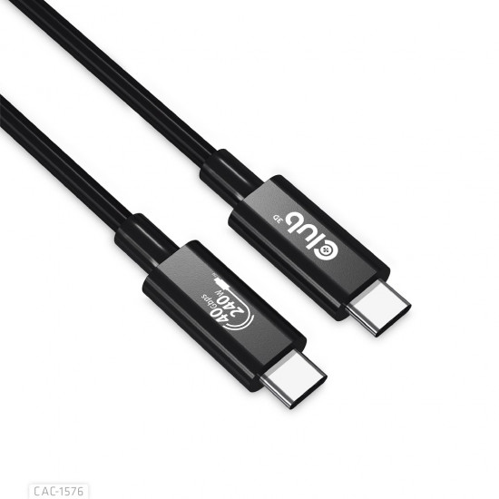 Club3D CAC-1576 USB4 GEN3X2 TYPE-C BI-DIRECTIONAL CABLE 8K60HZ,DATA 40GBPS, PD 240W(48V/5A) EPR M/M 1M / 3.28FT