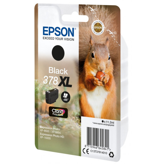 Epson Squirrel Singlepack Black 378XL Claria Photo HD Ink