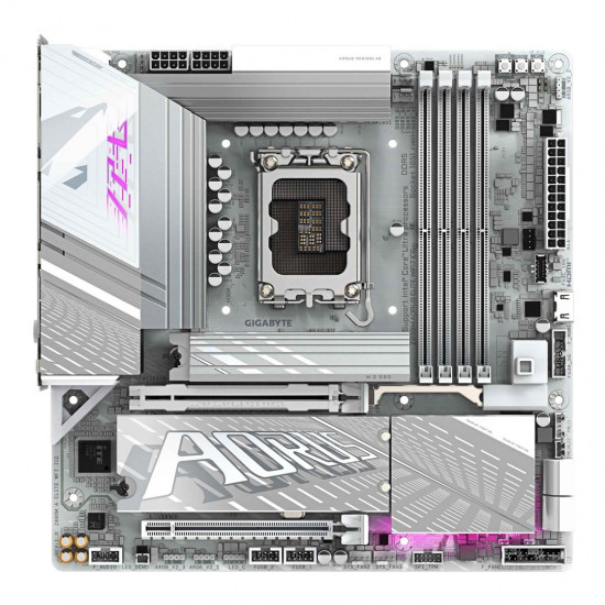 GIGABYTE Z890M AORUS ELITE WIFI7 ICE Motherboard - Supports Intel Core Ultra (Series 2) CPUs, 12+1+2 phases VRM, up to 8800MHz DDR5 (OC), 1xPCIe 5.0 + 2xPCIe 4.0, Wi-Fi 7, 2.5GbE LAN, USB 4