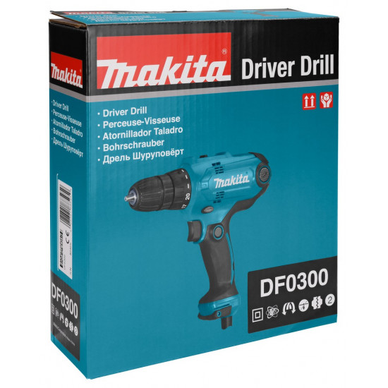 Makita DF0300 drill 1500 RPM Keyless 1.2 kg Black, Blue