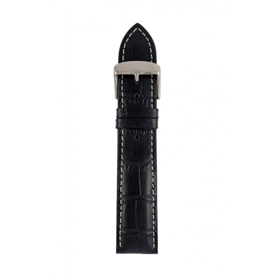 Zeppelin leather strap black, 22 mm