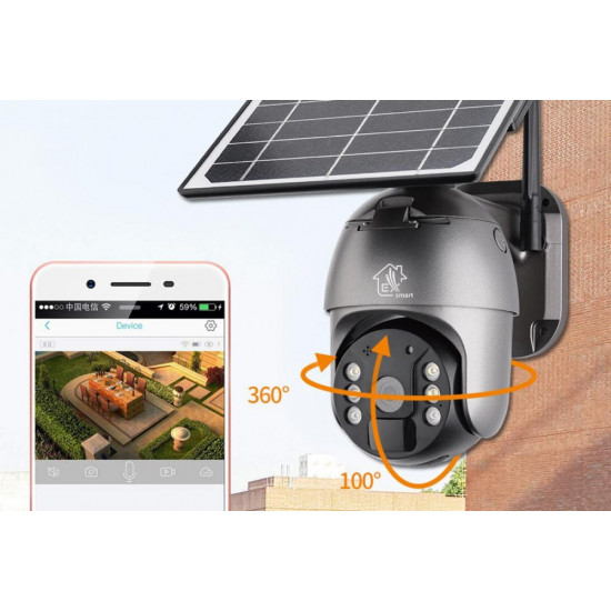 Extralink 3G/4G/LTE camera Mystic 4G PTZ with solar panel 8W, 1080p, IP66, 4x 18650 battery