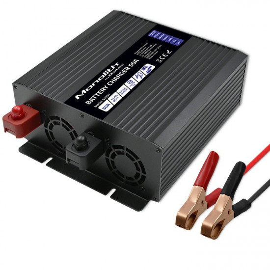 Qoltec 51957 Smart Monolith charger for LiFePO4 AGM GEL SLA batteries | 50A | 12V