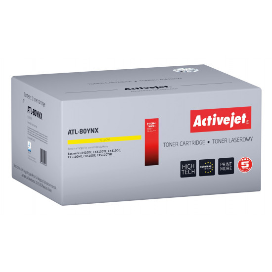 Activejet Toner ATL-80YNX (replacement Lexmark 80C2HYE, Supreme; 3000 pages; yellow)