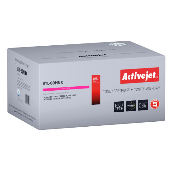 Activejet Toner ATL-80MNX (replacement Lexmark 80C2HME, Supreme; 3000 pages; magenta)