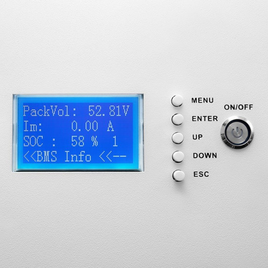 Qoltec 53860 Energy storage LiFePO4 |5.12kWh | 51.2V | 100Ah | BMS| LCD