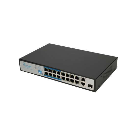 Extralink PoE Switch VIRTUS V3 16x 100Mb/s PoE/PoE+, 2x Gigabit RJ45 + 1x SFP, 150W