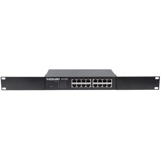 Intellinet 16-Port Gigabit Ethernet Switch, 16-Port RJ45 10/100/1000 Mbps, IEEE 802.3az Energy Efficient Ethernet, Desktop, 19 Rackmount