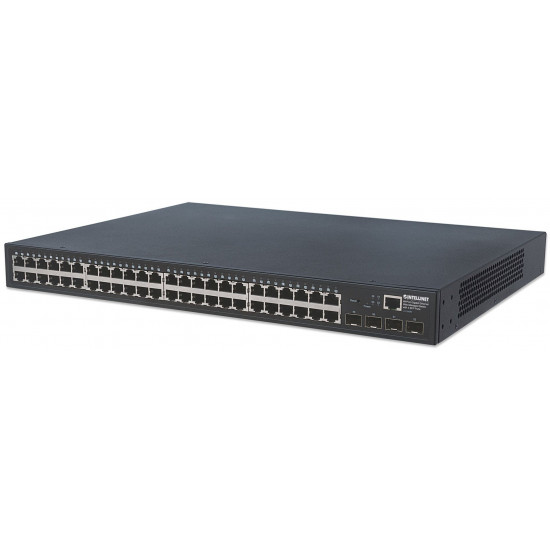 Intellinet 48-Port Gigabit Ethernet Web-Managed Switch with 4 SFP Ports, 48 x 10/100/1000 Mbps RJ45 Ports + 4 x SFP, IEEE 802.3az Energy Efficient Ethernet, SNMP, QoS, VLAN, ACL, 19 Rackmount (Euro 2-pin plug)