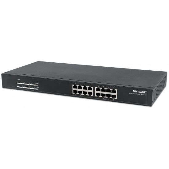 Intellinet 16-Port Gigabit Ethernet PoE+ Switch, 16 x PoE ports, IEEE 802.3at/af Power-over-Ethernet (PoE+/PoE), Endspan, Rackmount