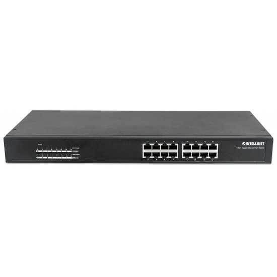 Intellinet 16-Port Gigabit Ethernet PoE+ Switch, 16 x PoE ports, IEEE 802.3at/af Power-over-Ethernet (PoE+/PoE), Endspan, Rackmount