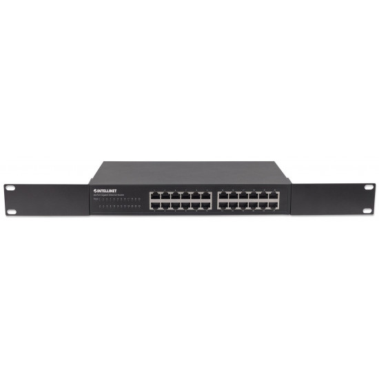 Intellinet 24-Port Gigabit Ethernet Switch, 24 x 10/100/1000 Mbit/s RJ45-Ports, IEEE 802.3az (Energy Efficient Ethernet), Desktop, 19 Rackmount, Metal