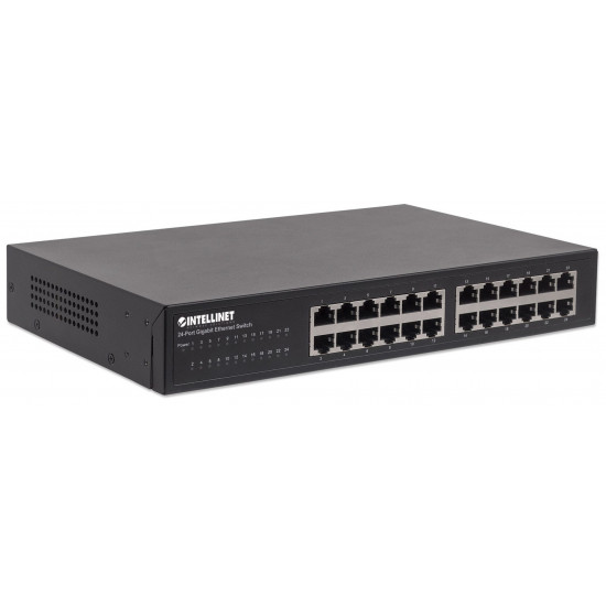 Intellinet 24-Port Gigabit Ethernet Switch, 24 x 10/100/1000 Mbit/s RJ45-Ports, IEEE 802.3az (Energy Efficient Ethernet), Desktop, 19 Rackmount, Metal