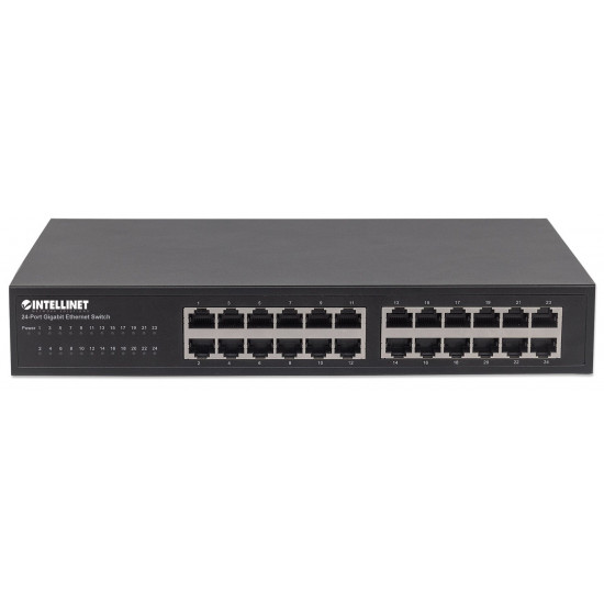 Intellinet 24-Port Gigabit Ethernet Switch, 24 x 10/100/1000 Mbit/s RJ45-Ports, IEEE 802.3az (Energy Efficient Ethernet), Desktop, 19 Rackmount, Metal