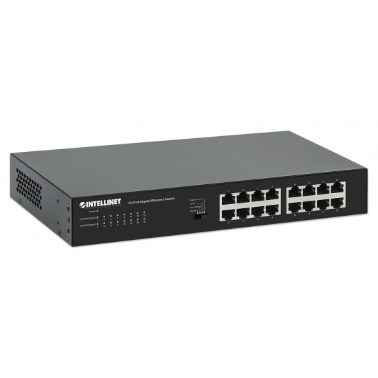 Intellinet 16-Port Gigabit Ethernet Switch 16 x 10/100/1000 Mbps RJ45 Ports, Green Ethernet / IEEE 802.3az Energy Efficient Ethernet, Desktop Format, Includes Optional 19 Rackmount Brackets