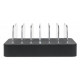 Manhattan Charging Station, 6x USB-A Ports, Outputs: 6x 2.4A, Smart IC, LED Indicator Lights, Black, Three Year Warranty, Box