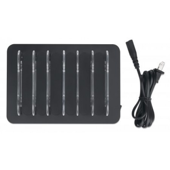 Manhattan Charging Station, 6x USB-A Ports, Outputs: 6x 2.4A, Smart IC, LED Indicator Lights, Black, Three Year Warranty, Box