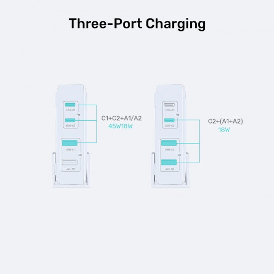 GaN network charger - Unitek P1228ABK01-EU | 70W 2x USB-C 2x USB-A