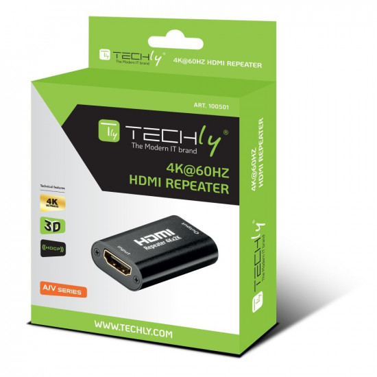 Techly HDMI 2.0 4K UHD 3D Repeater Up to 40m