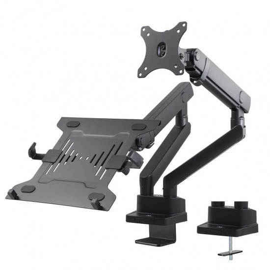 Maclean MC-813 Dual Desk Mount for a Monitor and a Laptop 17 -32 2x8kg VESA 75x75, 100x100