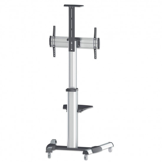 Manhattan TV & Monitor Mount, Trolley Stand, 1 screen, Screen Sizes: 37-65, Silver, VESA 200x200 to 600x400mm, Max 50kg, LFD, Lifetime Warranty