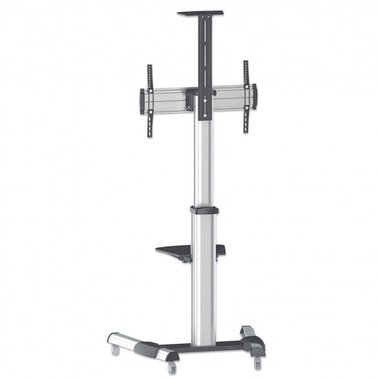 Manhattan TV & Monitor Mount, Trolley Stand, 1 screen, Screen Sizes: 37-65, Silver, VESA 200x200 to 600x400mm, Max 50kg, LFD, Lifetime Warranty