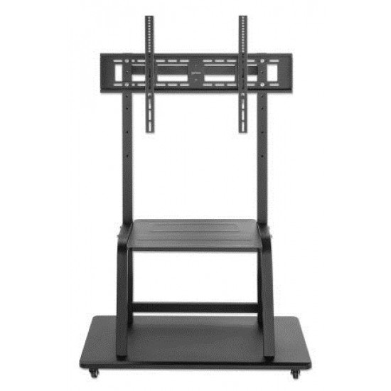 Manhattan TV & Monitor Mount, Trolley Stand, 1 screen, Screen Sizes: 37-100, Black, VESA 200x200 to 800x600mm, Max 150kg, Shelf and Base for Laptop or AV device, Height-adjustable to four levels: 862, 916, 970 and 1024mm, LFD, Lifetime Warranty