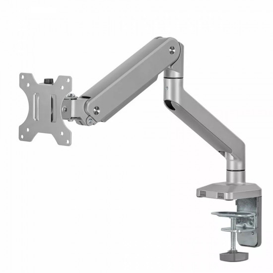 Ergo Office Aluminium Monitor Mount with Gas Spring, Double Arm, VESA 75x75/100x100, 17-32 10 kg Silver, ER-447