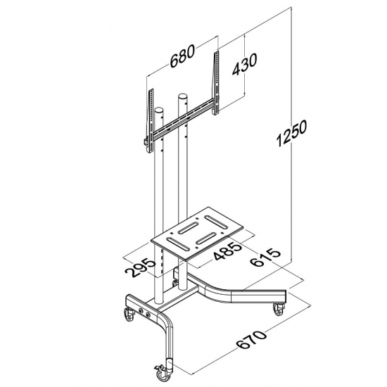 TV trolley stand Maclean, professional, on wheels, max 32-65, max 40kg, MC-739