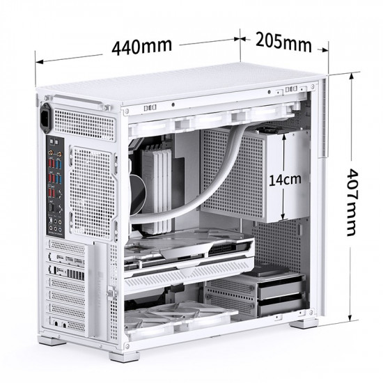 Jonsbo D41 Screen ATX Case, Tempered Glass - white