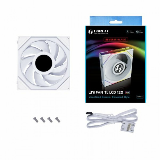 Lian Li 12RTLLCD1W computer cooling system Computer case Fan 12 cm White 1 pc(s)