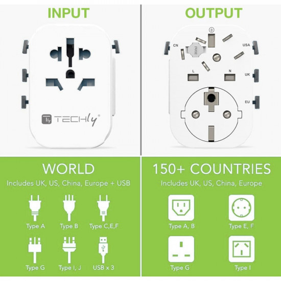 Techly I-TRAVEL-09TYWH mobile device charger White