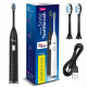 Promedix sonic toothbrush, black color, 5 modes, timer, level indicator battery, 2 ends, USB cable, P