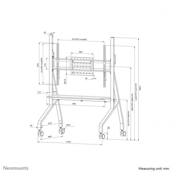 Neomounts FL50-525BL1 vogn med hjul -